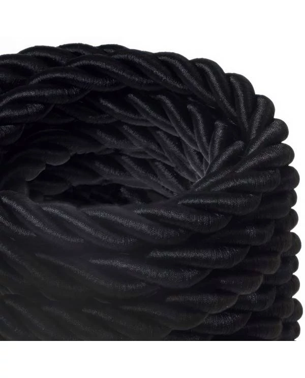 2XL električna vrv, električen kabel 3x0,75, prekrit s črnim svetlečim blagom. Premer 24mm.