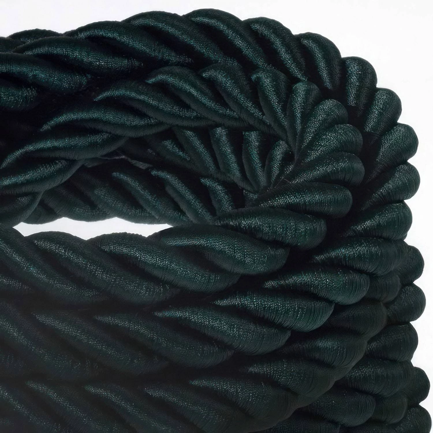 2XL električna vrv, električen kabel 3x0,75, prekrit s temno zelenim svetlečim blagom. Premer 24mm.