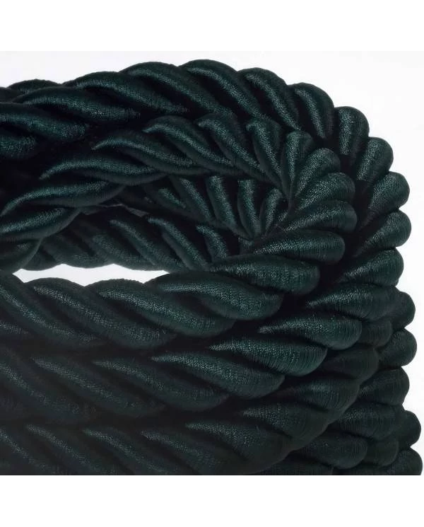 2XL električna vrv, električen kabel 3x0,75, prekrit s temno zelenim svetlečim blagom. Premer 24mm.