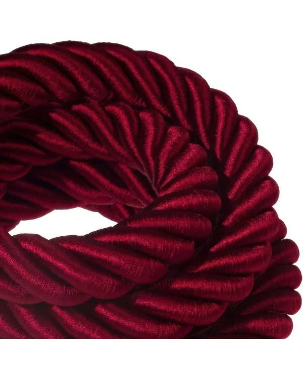 3XL električna vrv, električen kabel 3x0,75, prekrit s temno bordo svetlečim blagom. Premer 30mm.