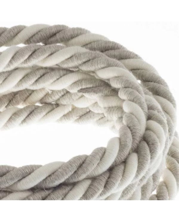 XL električna vrv, električen kabel 3x0,75, prekrit z naravnim lanom in surovim  bombažem. Premer 16mm.