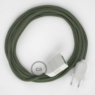 Podaljševalni kabel za napajanje (2P 10A) sivo-zelen bombaž RC63 - Made in Italy