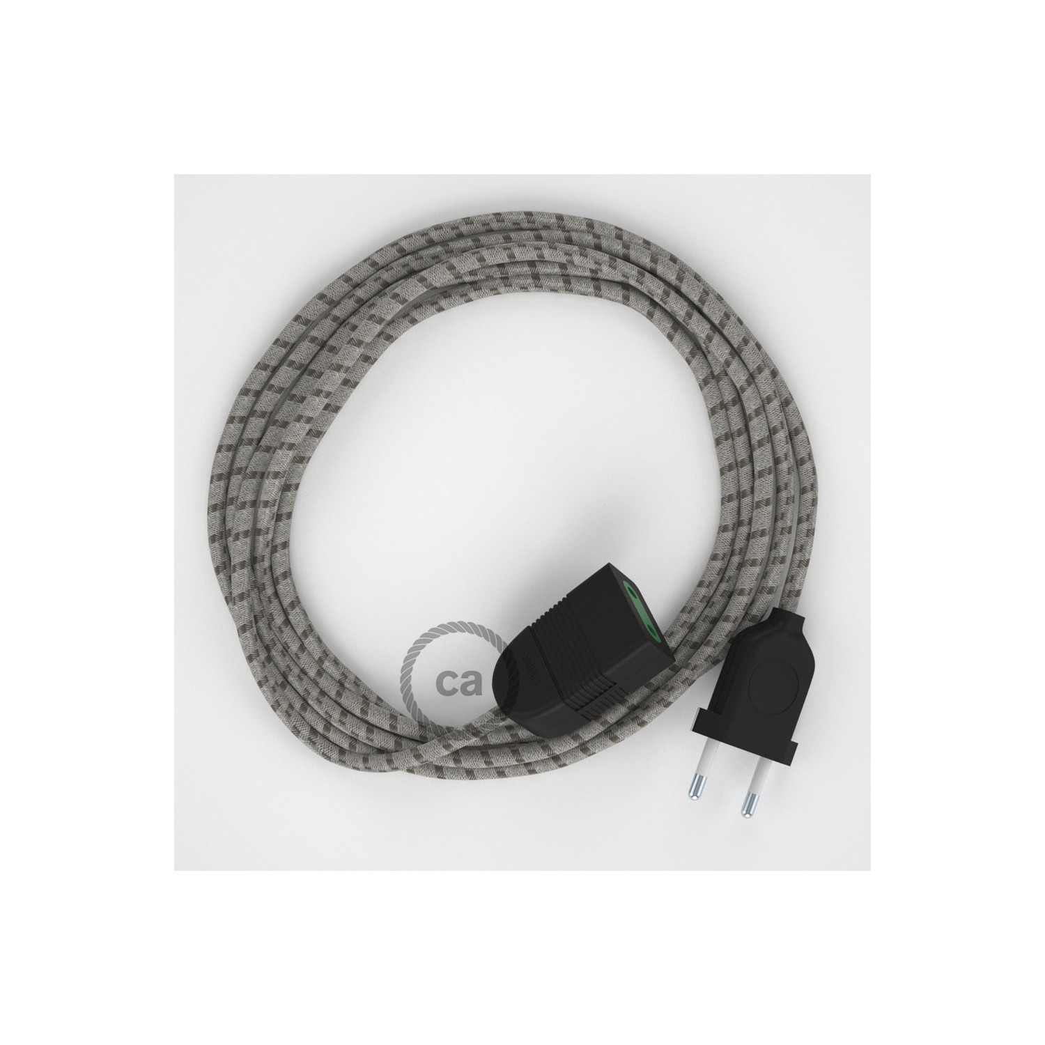 Podaljševalni kabel za napajanje (2P 10A) črte "lubje" naravni lan in bombaž RD53 - Made in Italy