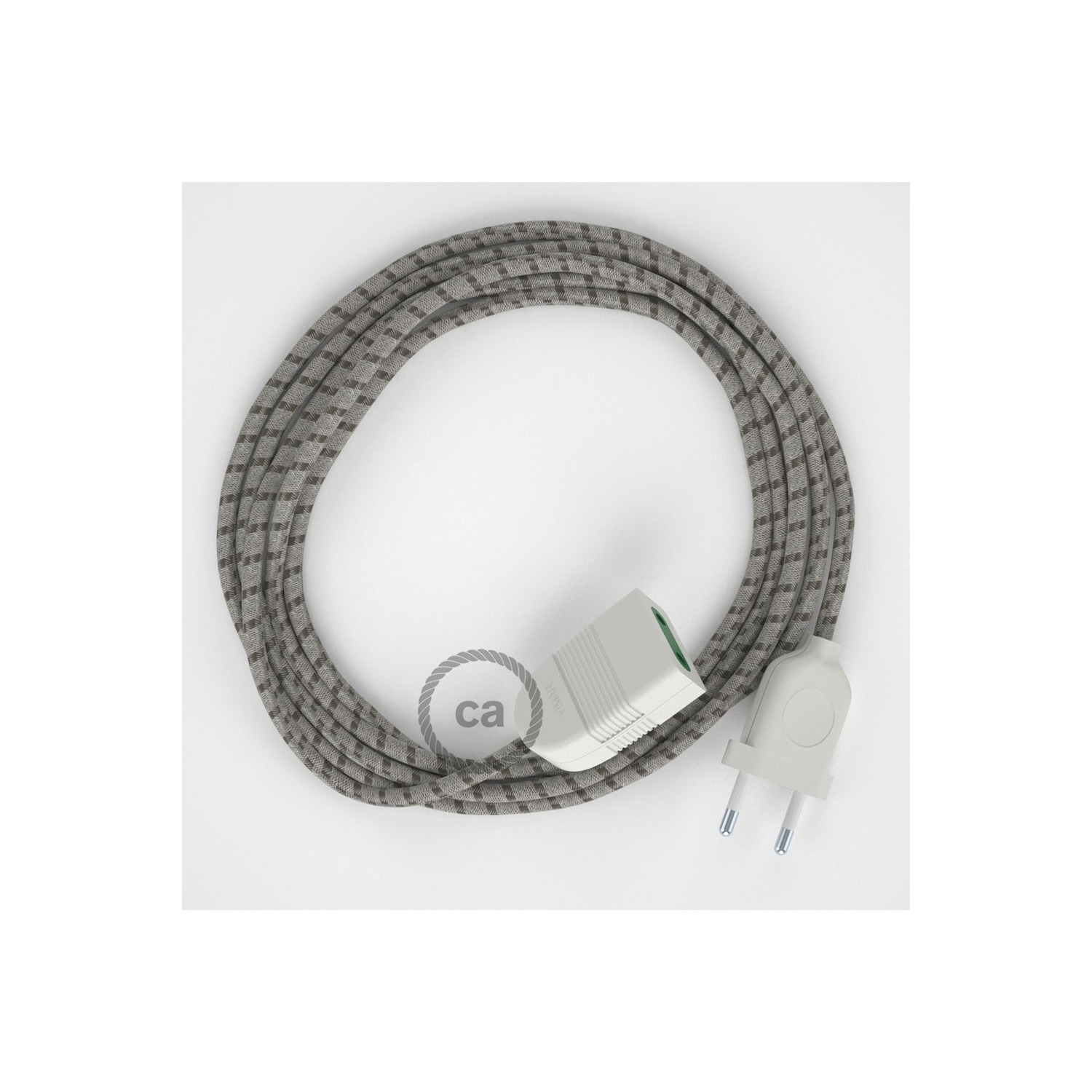 Podaljševalni kabel za napajanje (2P 10A) črte "lubje" naravni lan in bombaž RD53 - Made in Italy