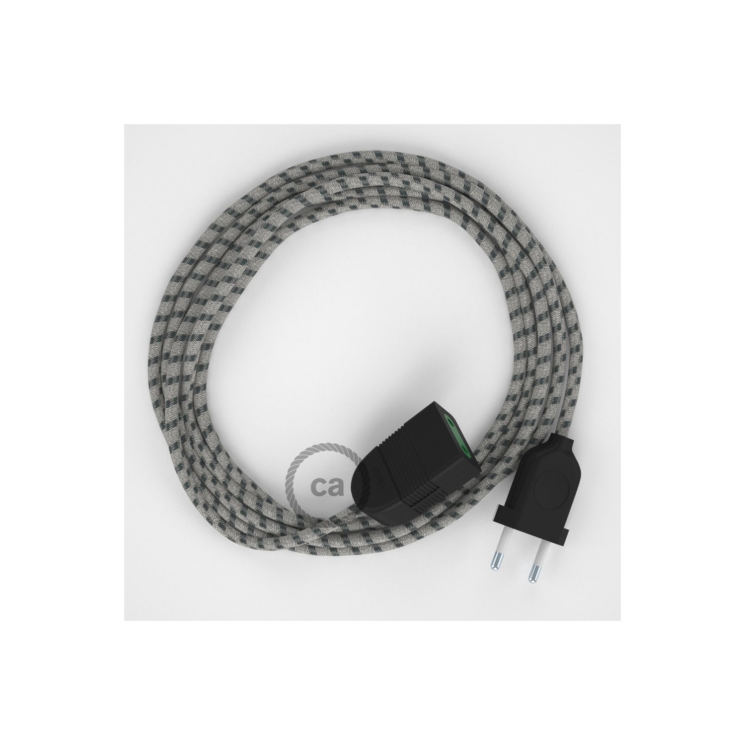 Podaljševalni kabel za napajanje (2P 10A) črte, antracit naravni lan in bombaž RD54 - Made in Italy