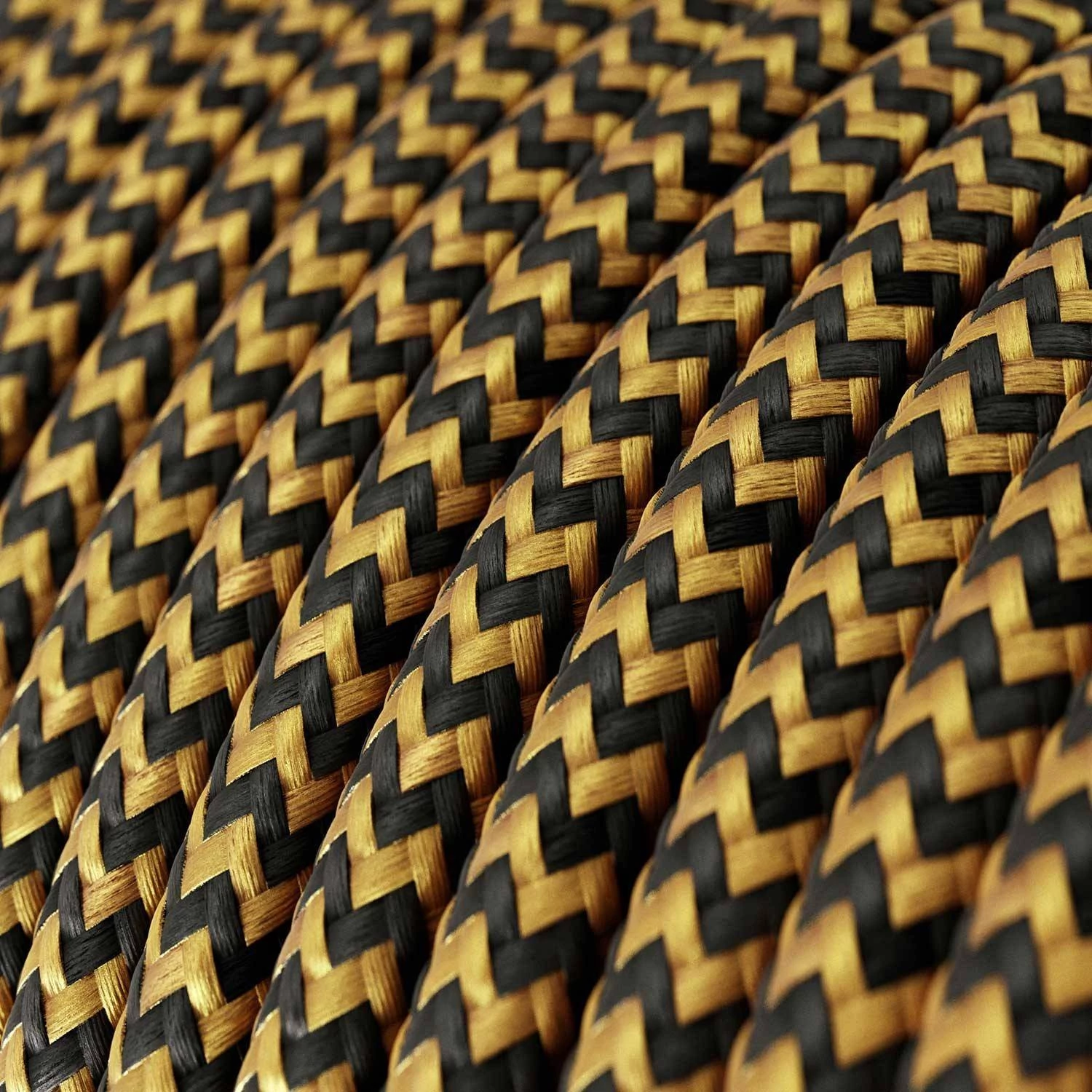 Okrogel tekstilen električen kabel "ZigZag" RZ24, zlato-črn
