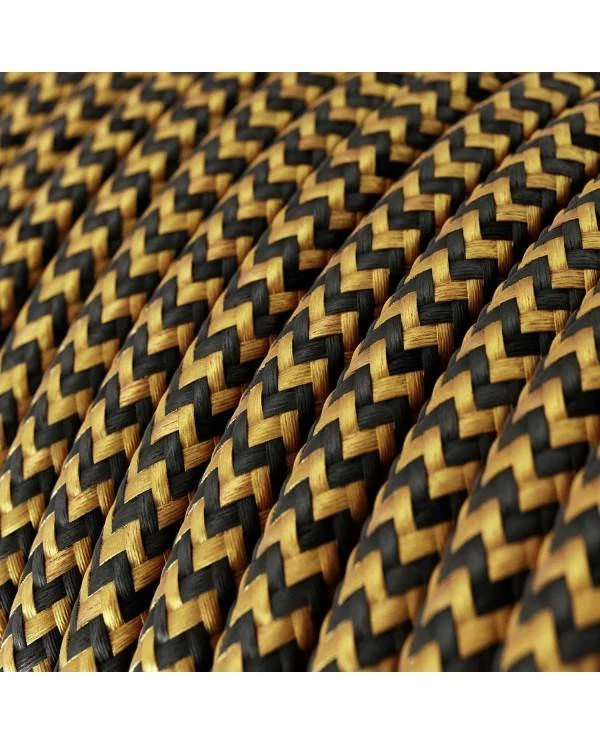 Okrogel tekstilen električen kabel "ZigZag" RZ24, zlato-črn