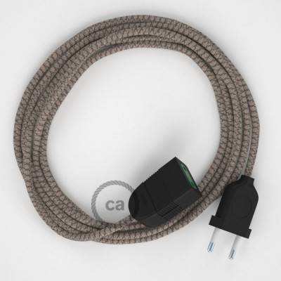Podaljševalni kabel za napajanje (2P 10A) romb "lubje" naravni lan in bombaž RD63 - Made in Italy