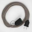 Podaljševalni kabel za napajanje (2P 10A) romb "lubje" naravni lan in bombaž RD63 - Made in Italy