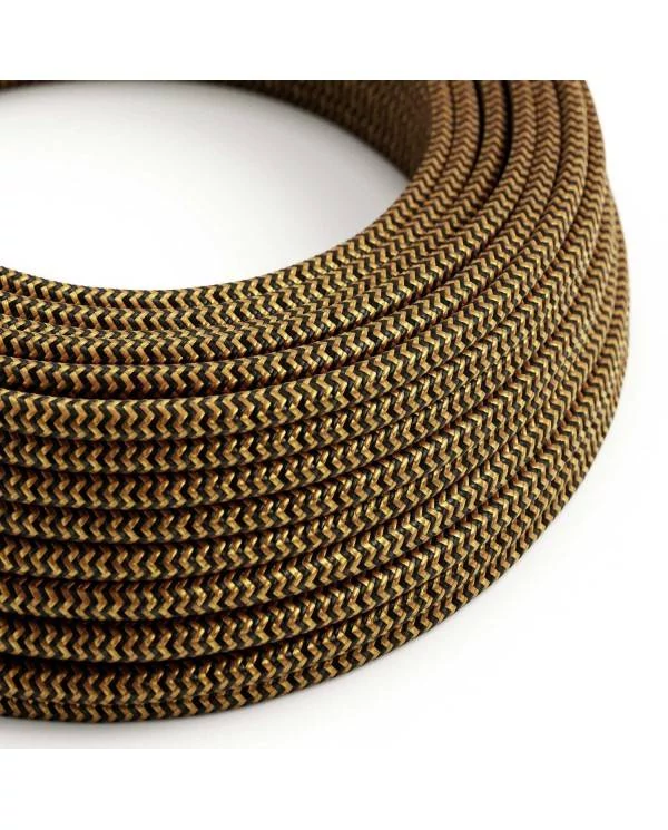 Okrogel tekstilen električen kabel "ZigZag" RZ24, zlato-črn