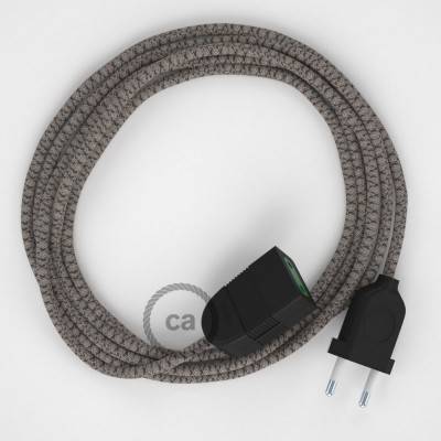Podaljševalni kabel za napajanje (2P 10A) romb, antracit naravni lan in bombaž RD64 - Made in Italy