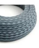 Okrogel tekstilen električen kabel, bombaž, kamnito-siv in Ocean RP25