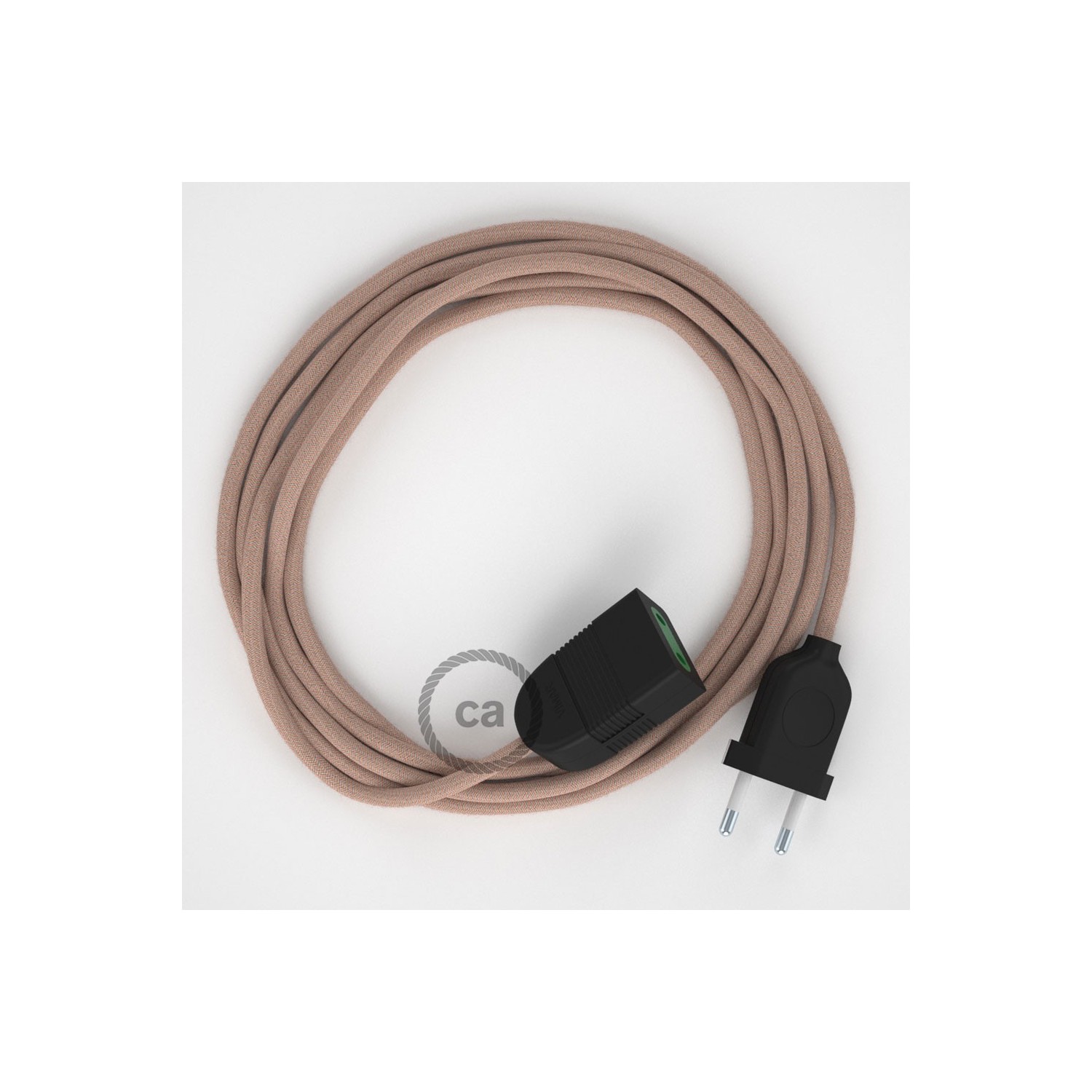 Podaljševalni kabel za napajanje (2P 10A) zigzag, rožnati naravni lan in bombaž RD71 - Made in Italy