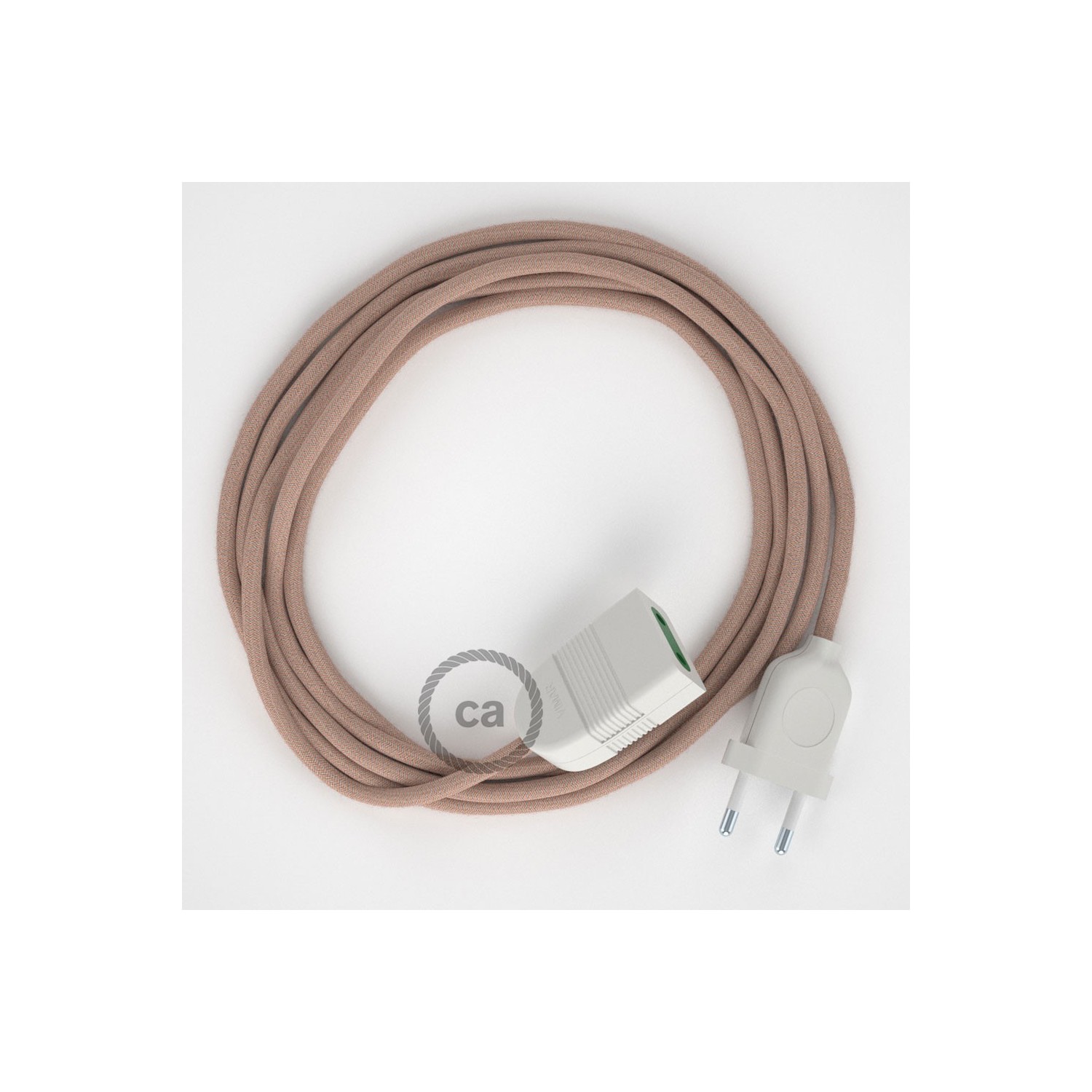 Podaljševalni kabel za napajanje (2P 10A) zigzag, rožnati naravni lan in bombaž RD71 - Made in Italy
