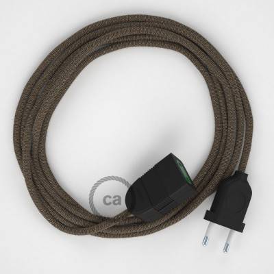 Podaljševalni kabel za napajanje (2P 10A) zigzag "lubje" naravni lan in bombaž RD73 - Made in Italy