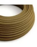 Okrogel tekstilen električen kabel, bombaž, "ZigZag" medeno-zlat in antracit RZ27