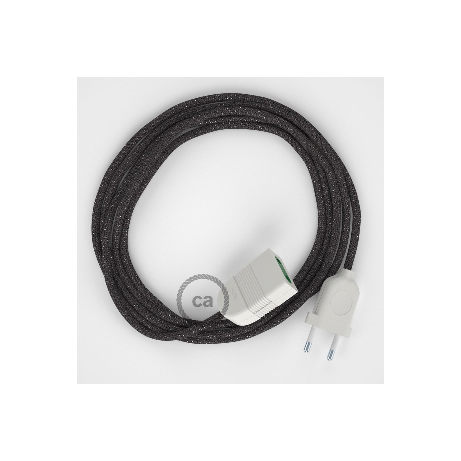 Podaljševalni kabel za napajanje (2P 10A) lesketajoč siv rejon RL03 - Made in Italy
