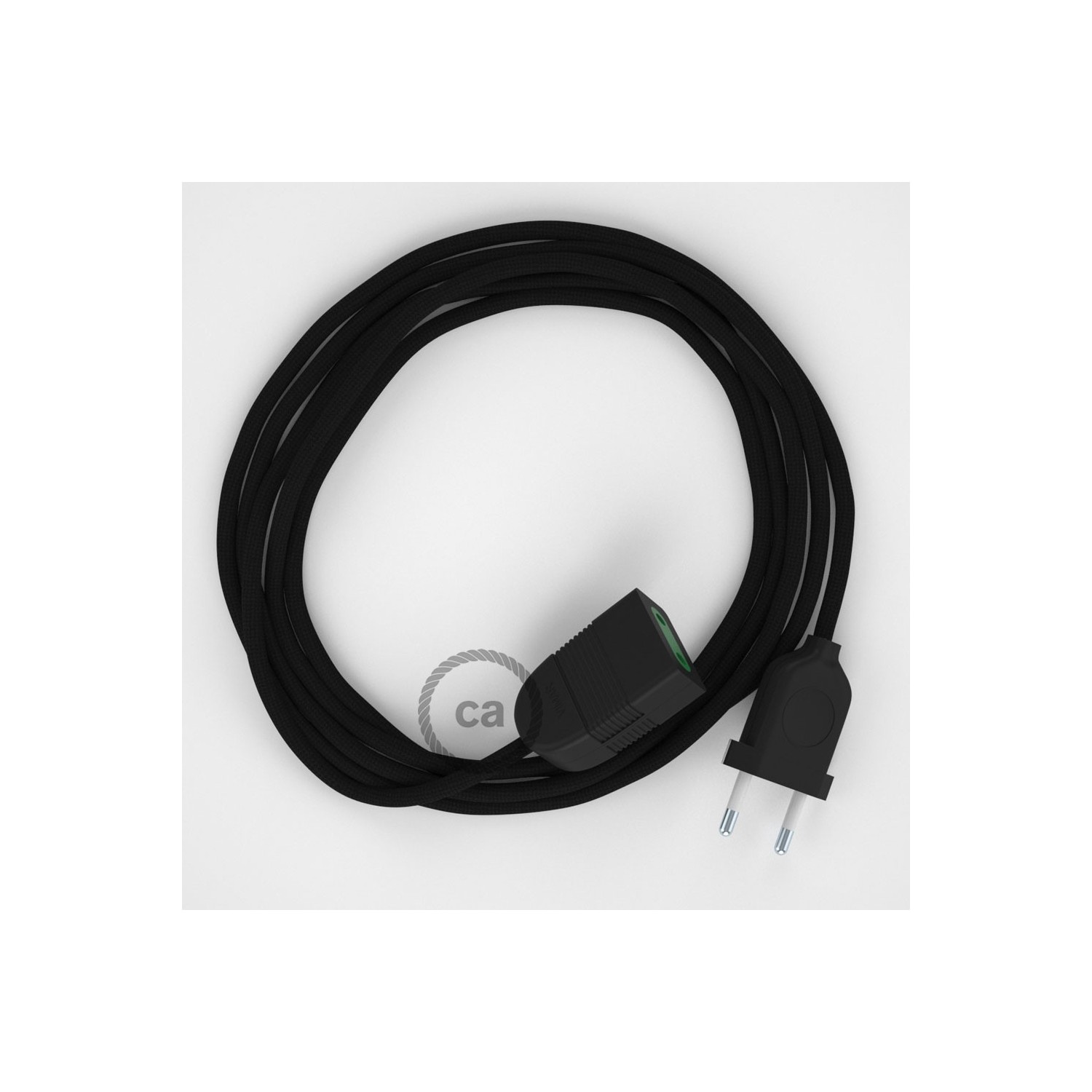Podaljševalni kabel za napajanje (2P 10A) črn rejon RM04 - Made in Italy