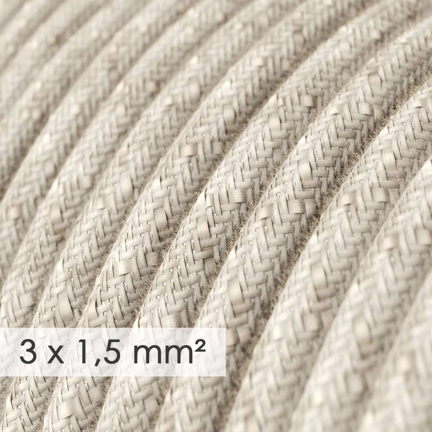 Okrogel kabel večjega preseka (3x1,50) - naravni lan RN01