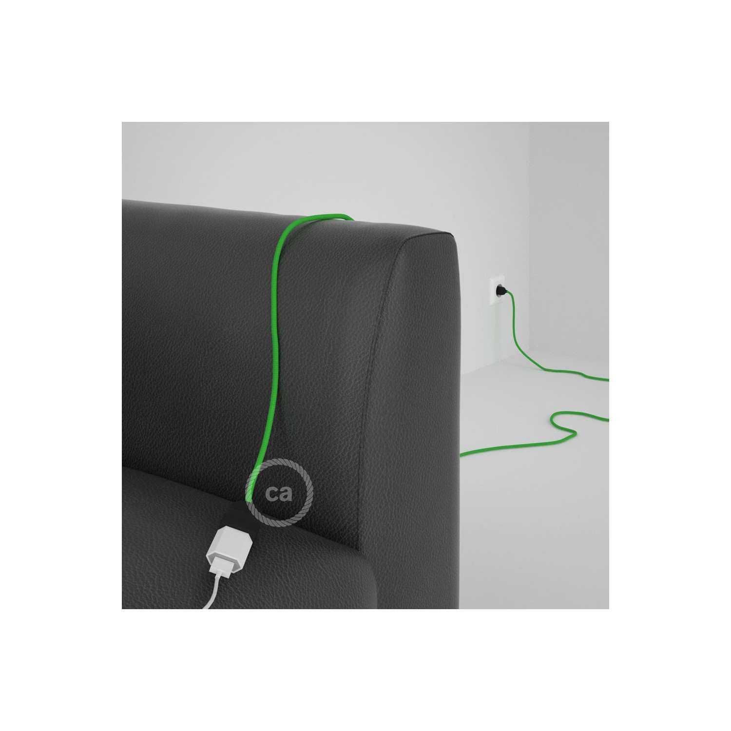 Podaljševalni kabel za napajanje (2P 10A) limeta zelen rejon RM18 - Made in Italy