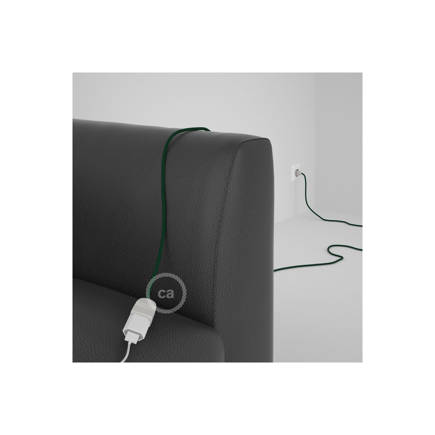 Podaljševalni kabel za napajanje (2P 10A) temno zelen rejon RM21 - Made in Italy