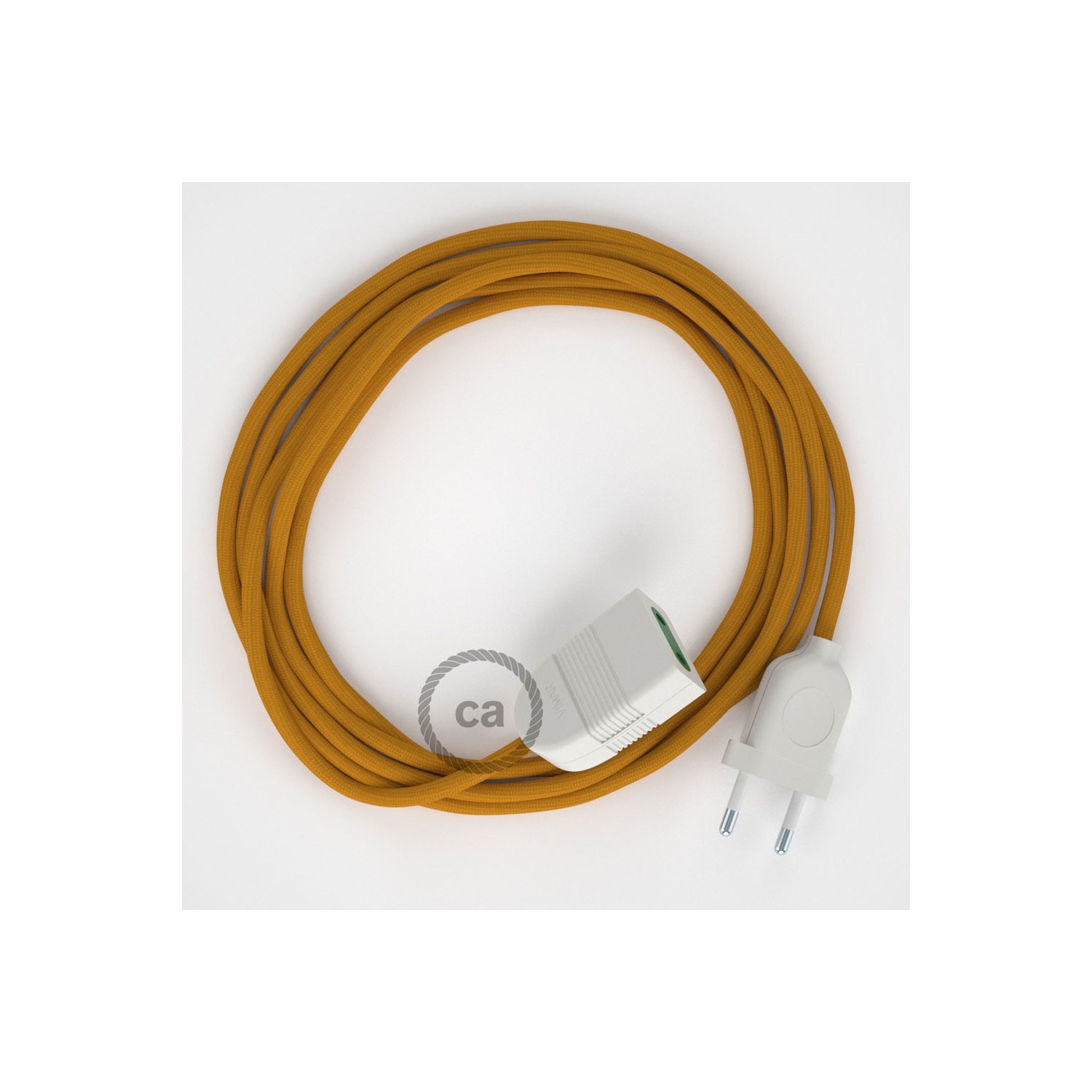 Podaljševalni kabel za napajanje (2P 10A) gorčično rumen rejon RM25 - Made in Italy