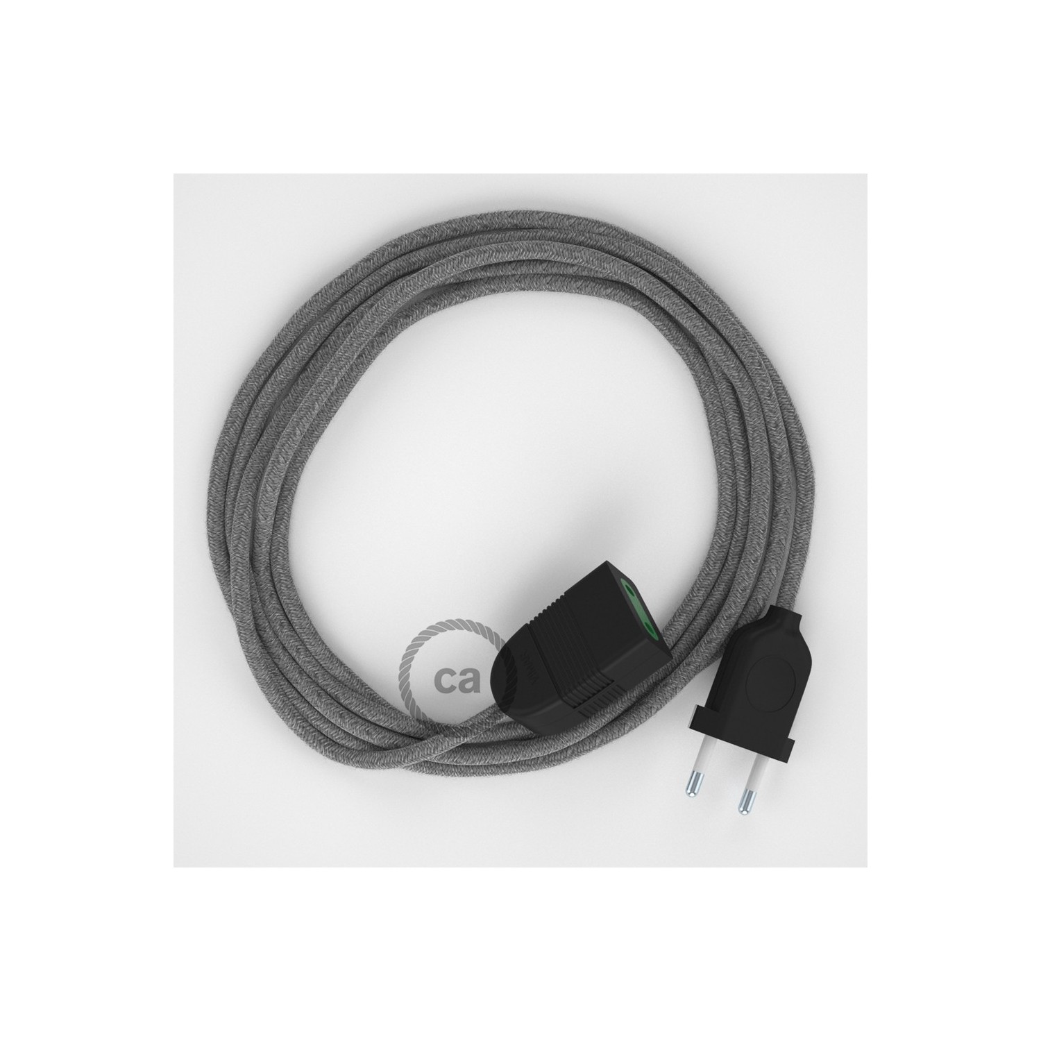 Podaljševalni kabel za napajanje (2P 10A) siv naraven lan RN02 - Made in Italy