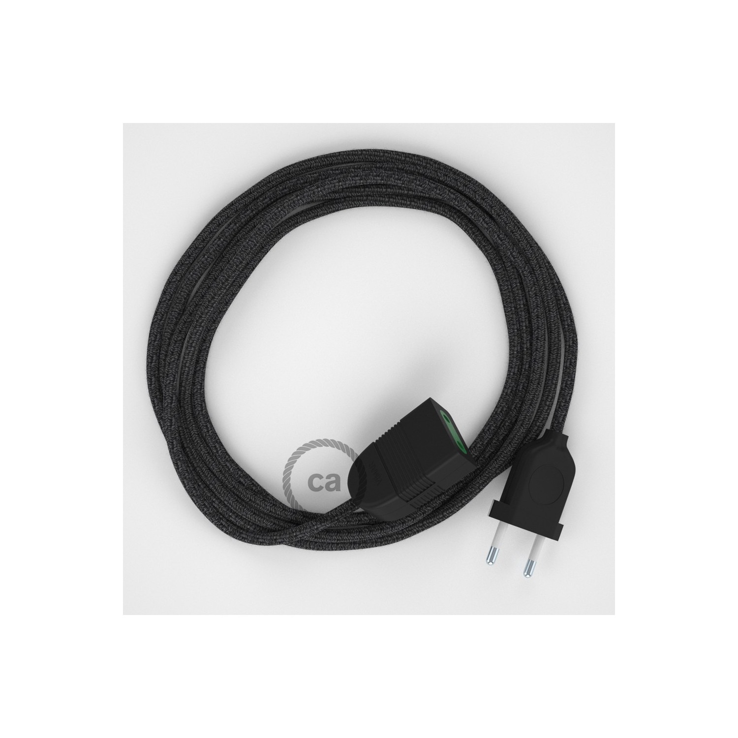 Podaljševalni kabel za napajanje (2P 10A) antracit naraven lan RN03 - Made in Italy