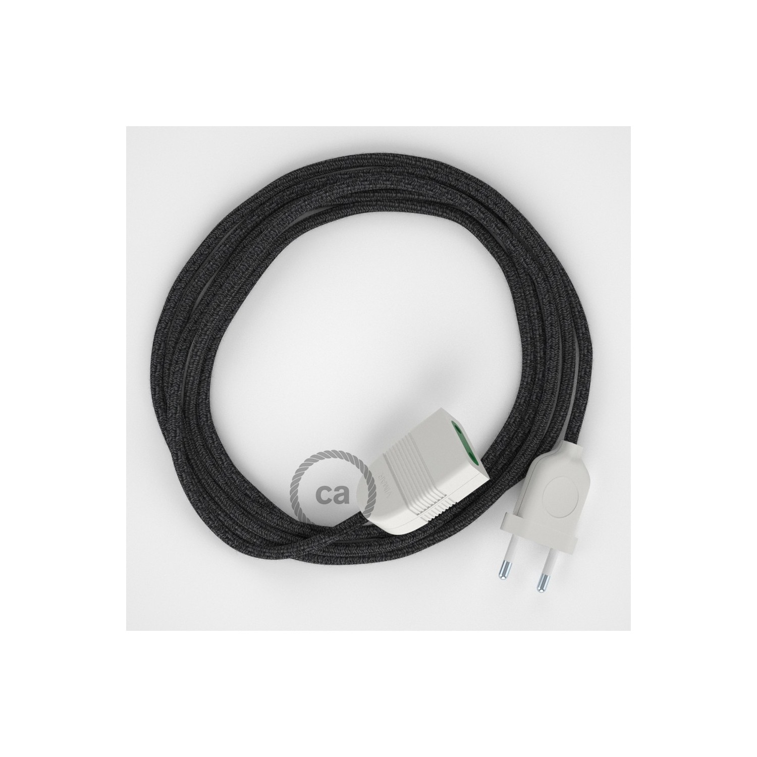 Podaljševalni kabel za napajanje (2P 10A) antracit naraven lan RN03 - Made in Italy