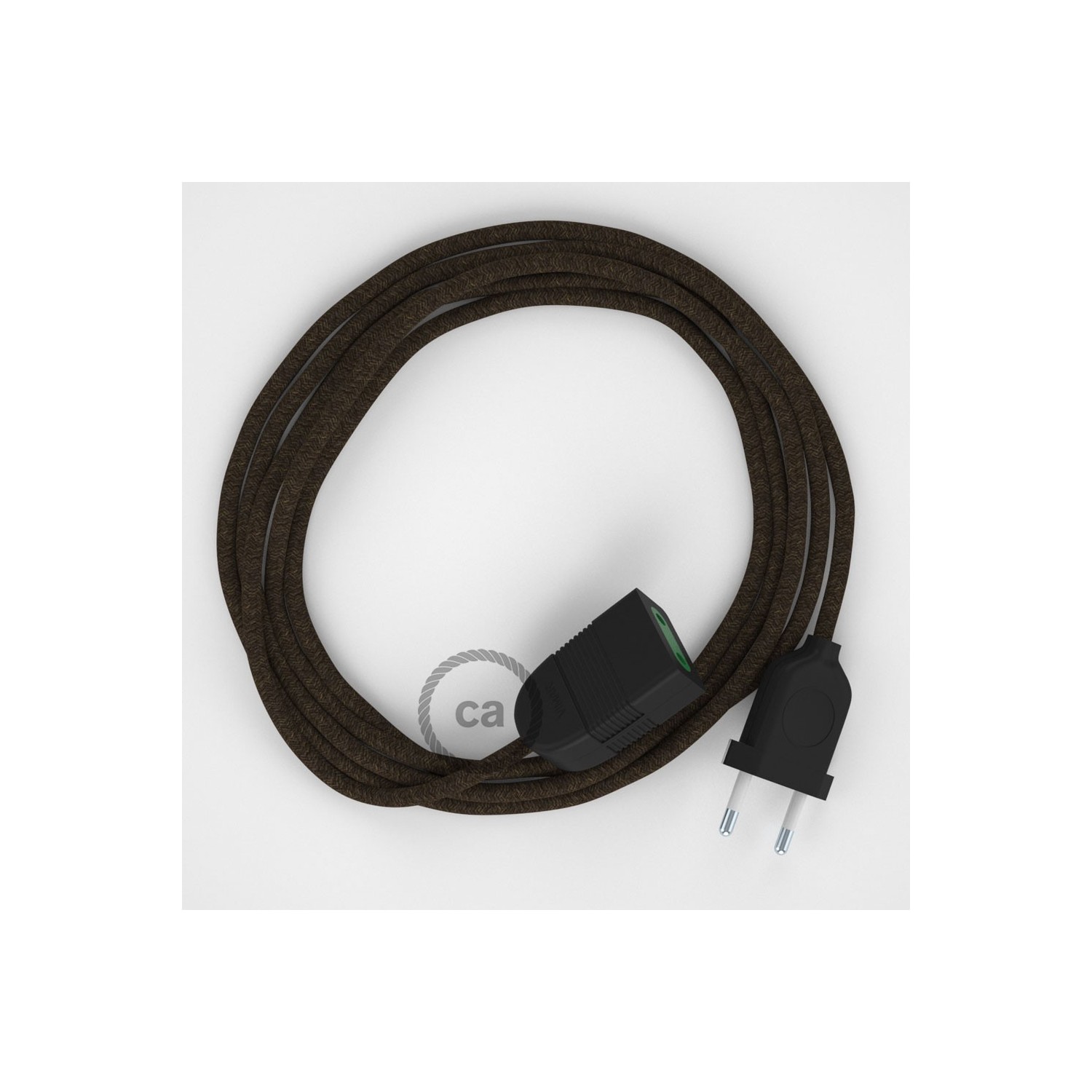 Podaljševalni kabel za napajanje (2P 10A) rjav naraven lan RN04 - Made in Italy