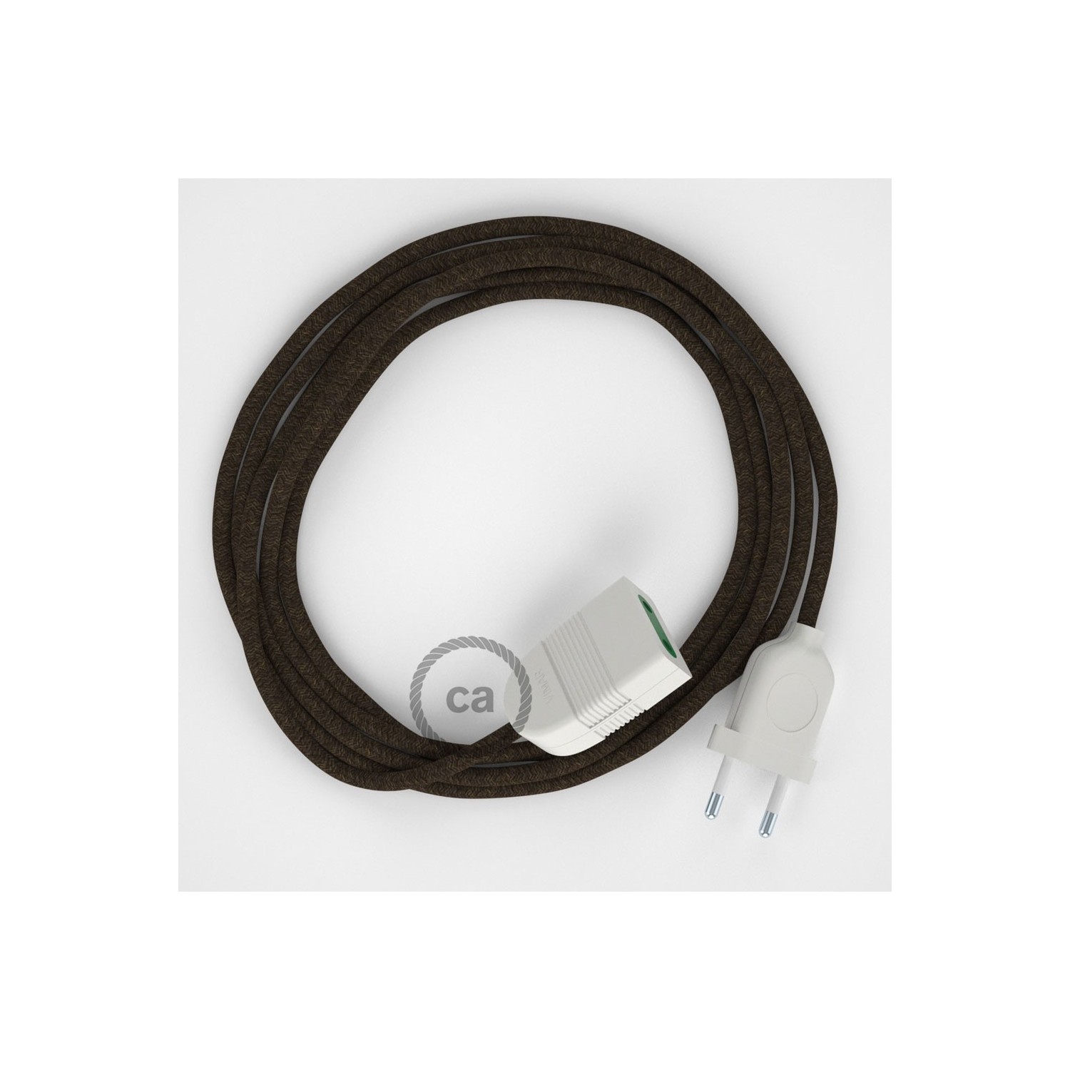 Podaljševalni kabel za napajanje (2P 10A) rjav naraven lan RN04 - Made in Italy