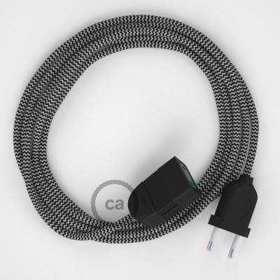 Podaljševalni kabel za napajanje (2P 10A) zigzag črn rejon RZ04 - Made in Italy
