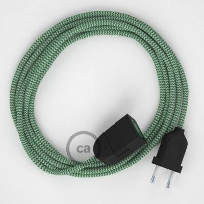 Podaljševalni kabel za napajanje (2P 10A) zigzag zelen rejon RZ06 - Made in Italy