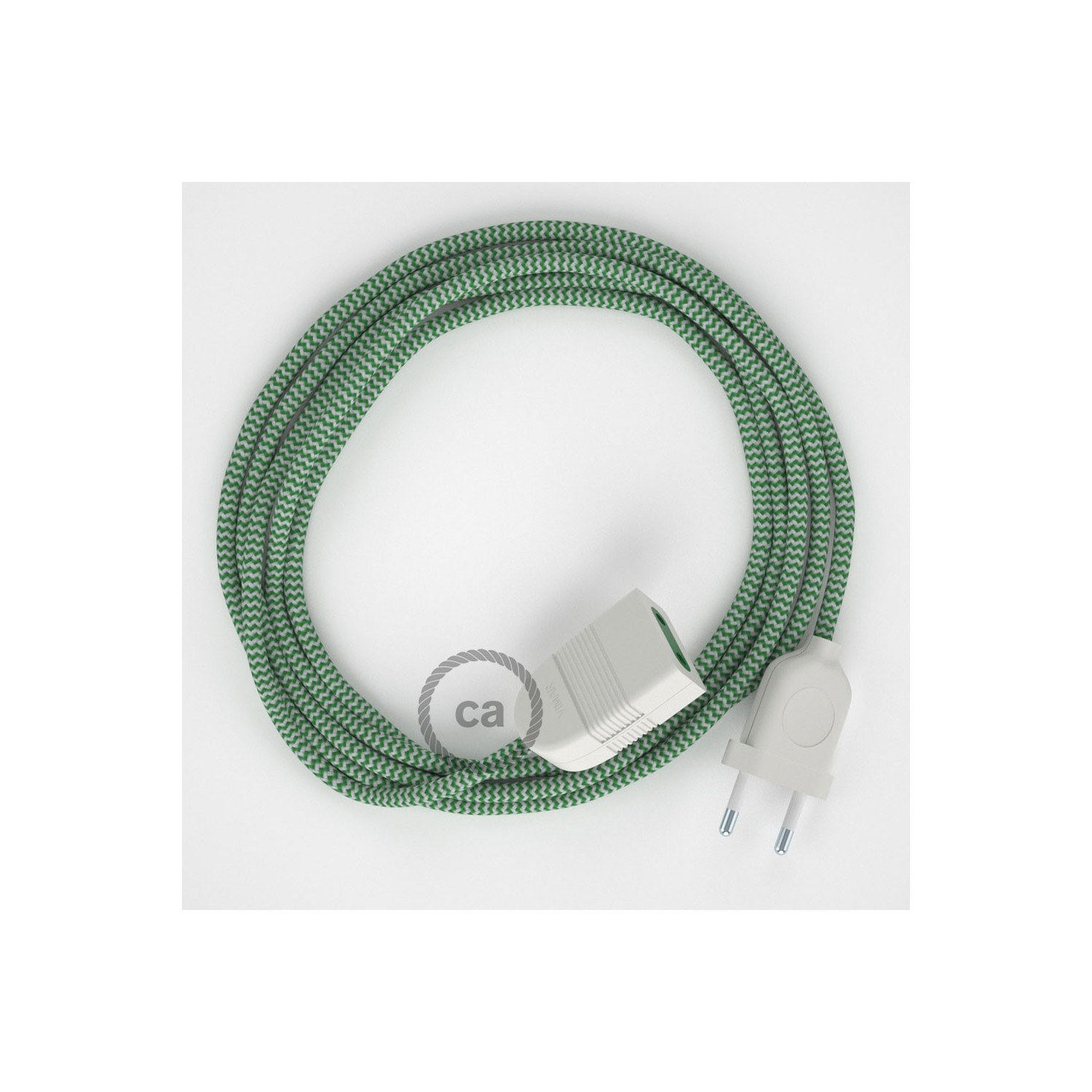 Podaljševalni kabel za napajanje (2P 10A) zigzag zelen rejon RZ06 - Made in Italy