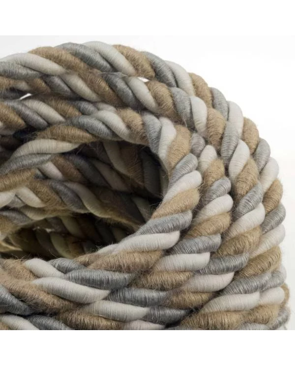 2XL električna vrv, električen kabel 3x0,75, prekrit z naravnim lanom, bombažem in juto, Country. Premer 24mm.