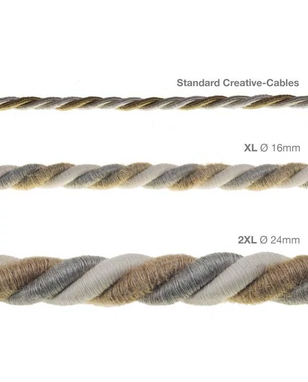 2XL električna vrv, električen kabel 3x0,75, prekrit z naravnim lanom, bombažem in juto, Country. Premer 24mm.