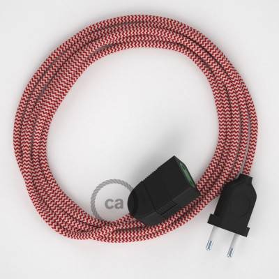 Podaljševalni kabel za napajanje (2P 10A) zigzag rdeč rejon RZ09 - Made in Italy