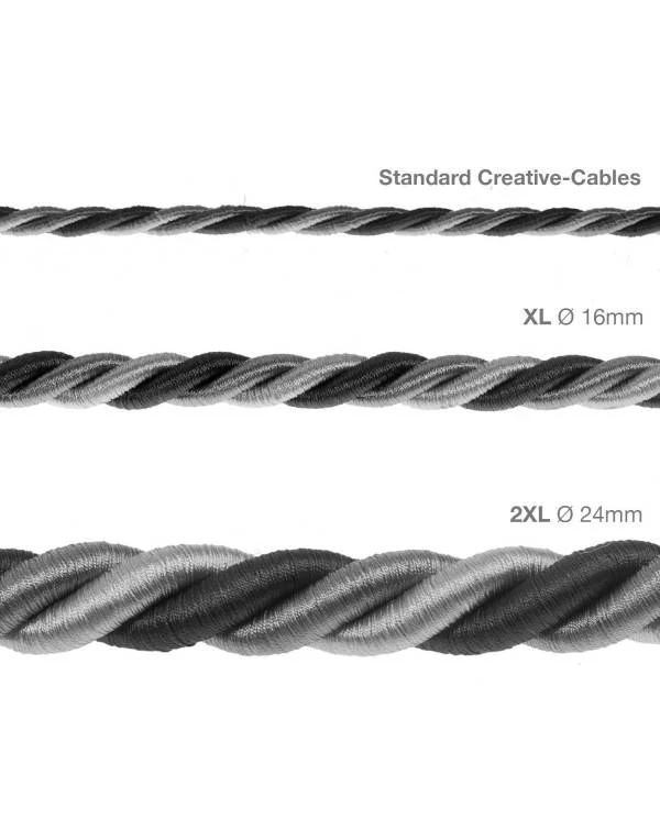 XL električna vrv, električen kabel 3x0,75, prekrit s svetlo tkanino, Orleans. Premer 16mm.