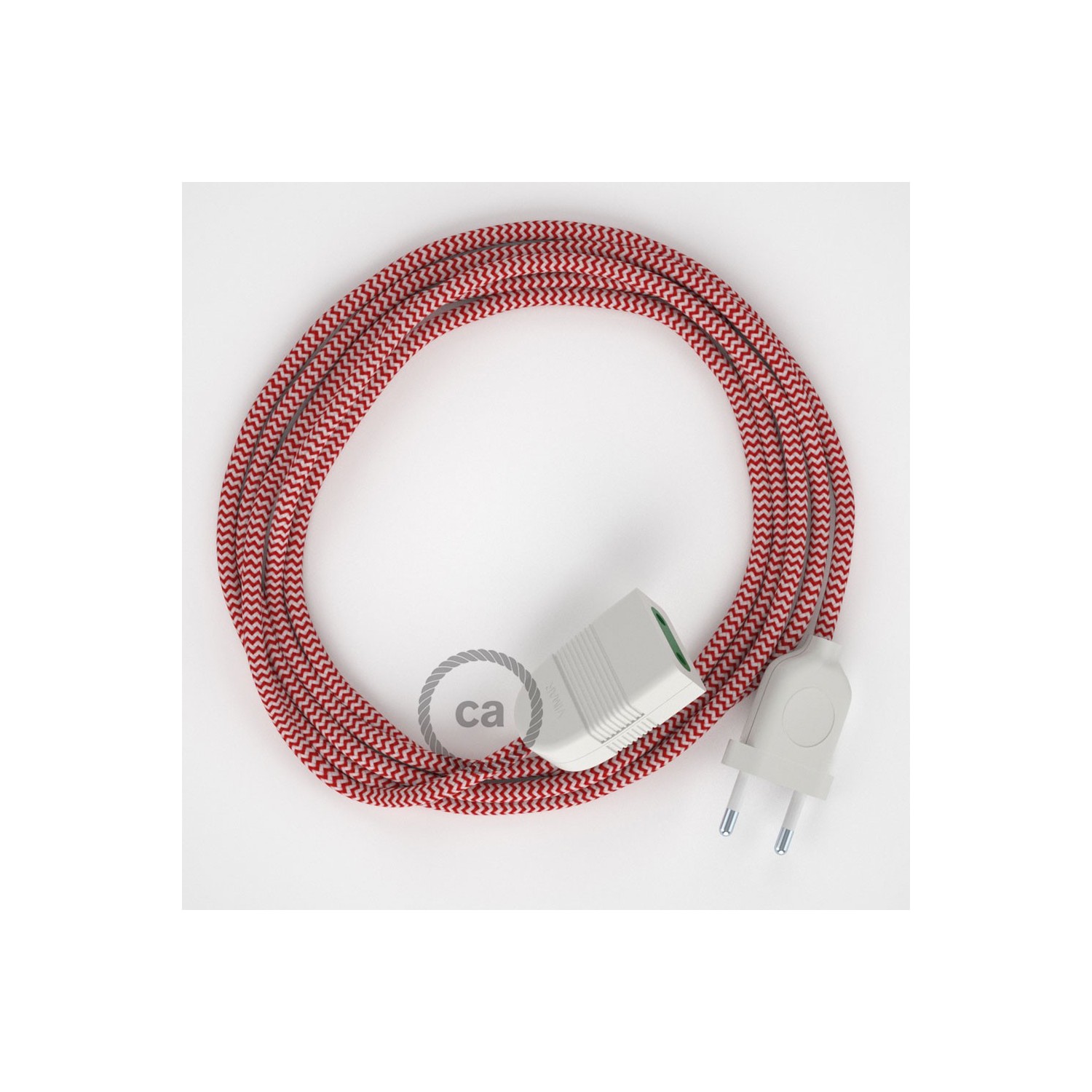 Podaljševalni kabel za napajanje (2P 10A) zigzag rdeč rejon RZ09 - Made in Italy