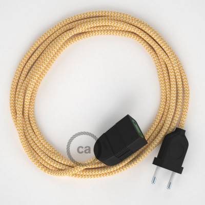 Podaljševalni kabel za napajanje (2P 10A) zigzag rumen rejon RZ10 - Made in Italy
