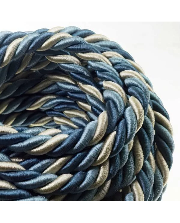 2XL električna vrv, električen kabel 3x0,75, prekrit s svetlo tkanino, Bernadotte. Premer 24mm.