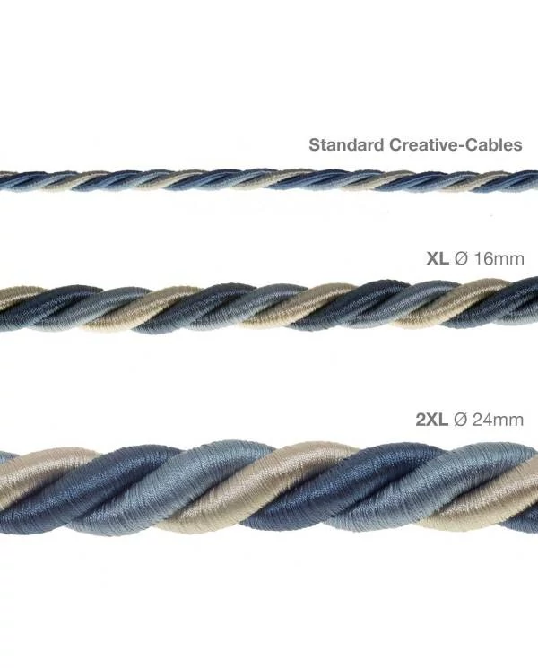 2XL električna vrv, električen kabel 3x0,75, prekrit s svetlo tkanino, Bernadotte. Premer 24mm.