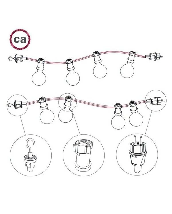 Električni kabel za verigo luči v ZigZag črno Whiskey barvi CZ22