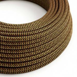 Okrogel tekstilen električen kabel "ZigZag" RZ24, zlato-črn