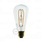 LED prozorna žarnica - Edison ST64 dvojna pentljasta nit - 5W E27 zatemna 2000K