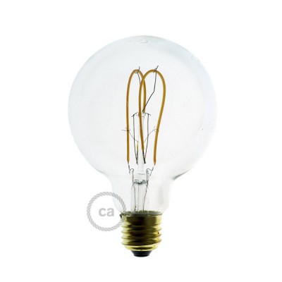 LED prozorna žarnica - Globe G95 dvojna pentljasta nit - 5W E27 zatemna 2200K