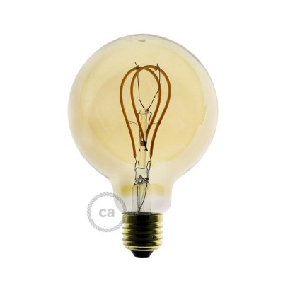 LED zlata žarnica - Globe G95 dvojna pentljasta nit - 5W E27 zatemna 2000K