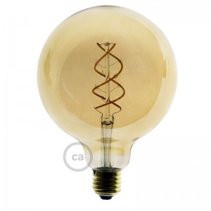 LED zlata žarnica - Globe G125 dvojna pentljasta nit - 5W E27 zatemna 2000K