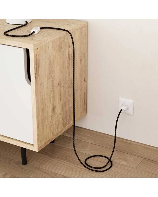Okrogel električen kabel Vertigo HD prekrit s tekstilom črne in zlate barve ERM42