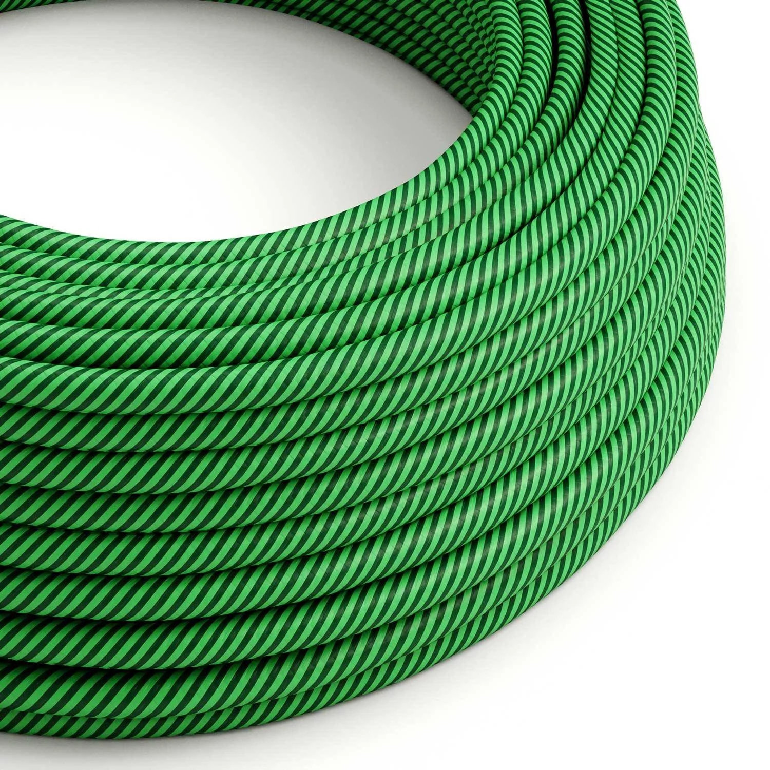Okrogel električen kabel Vertigo HD prekrit s tekstilom svetlo in temno zelene barve ERM48